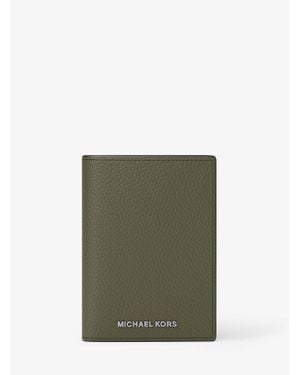 Michael Kors Hudson Pebbled Leather Folio Card Case - Green