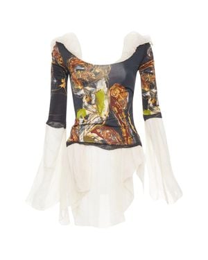Jean Paul Gaultier Vintage Maille Archive Sheer Sheer Mesh Knit Punk Top M - Multicolor