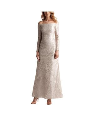 Alex Evenings Sequined Lace Evening Dress - Brown