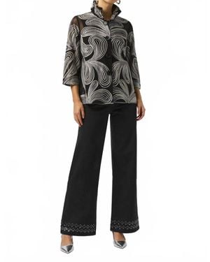 Joseph Ribkoff Embroidered Mesh Jacket - Black