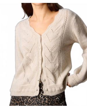 Before You Long Sleeve Button Down Wave Edge Cardigan - Natural