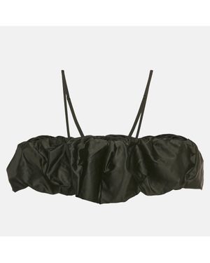 Jonathan Simkhai Taffeta Ruffled Leonora Corset Top - Black