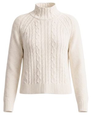 Gran Sasso Cabled Mock Neck - White