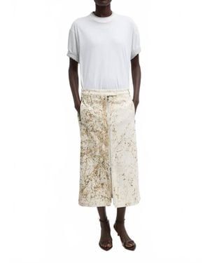 Tibi Calcimin Denim Midi Trouser Skirt - White