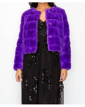 Shop Iris Basic Faux Fur Buttoned Quilted Jacket - Purple