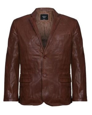 Infinity Leather Jacket Blazer Soft Italian Fitted Coat - Brown