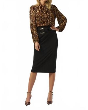 Joseph Ribkoff Georgette Animal Print Straight Top - Black