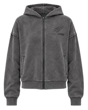 Philipp Plein Acid Wash Zip Hoodie - Gray