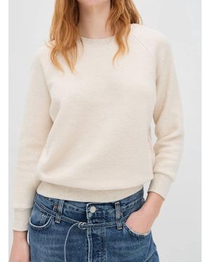 PERFECTWHITETEE Ziggy Inside Out Fleece Shrunken Crew - White