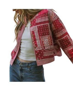 ..,merci Bandana Patchwork Quilted Jacket - Red