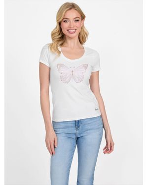 Guess Eco Chrysalis Butterfly Tee - White