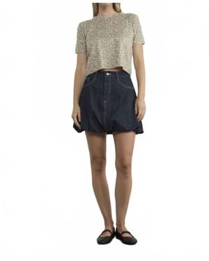 Aaron & Amber Denim Bubble Mini Skirt - Blue