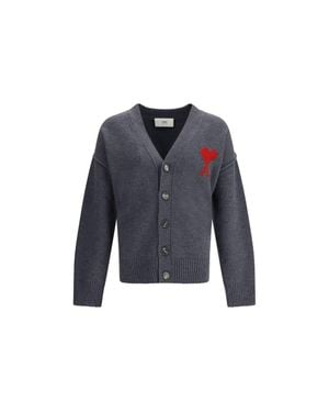 Ami Paris Ami De Coeur Cardigan - Blue