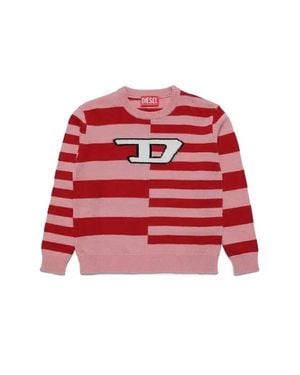 DIESEL Kids Knit Striped Logo Sweater - Red