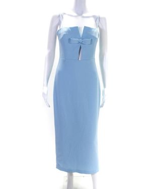 ML Monique Lhuillier Darted Cut-Out Bow Tied Zip Midi Dress - Blue