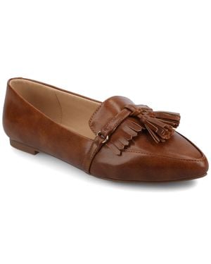 Journee Collection Jannah Medium And Wide Width Tassel Loafer Flats - Black