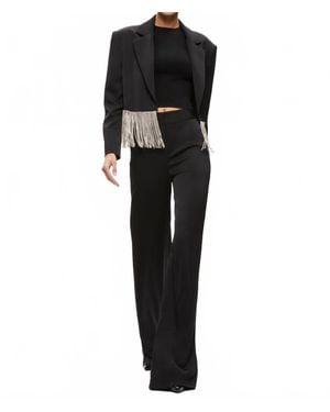 Alice + Olivia Shan Crystal Fringe Blazer - Black