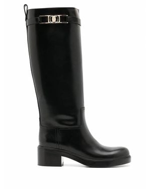 Ferragamo Gancini 55Mm Knee Boot - Black
