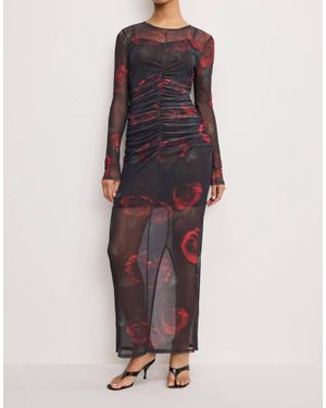 GOOD AMERICAN Mesh Ruched Maxi Dress - Multicolor