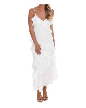 Storia Love Me Tender Ruffle Midi Dress - White
