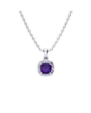 SuperJeweler 2 Carat Cushion Cut Gemstone And Diamond Necklace - White