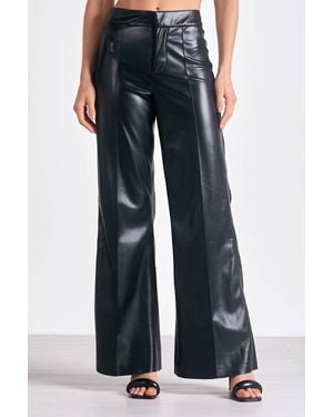 Elan Vegan Leather High Waist Flare Pants - Blue