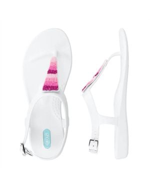 Oka-B Bri-Beaded Tri Strap Sandal - White