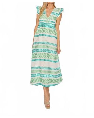 Sail To Sable V-Neck Flutter Sleeve Maxi Dress - Green