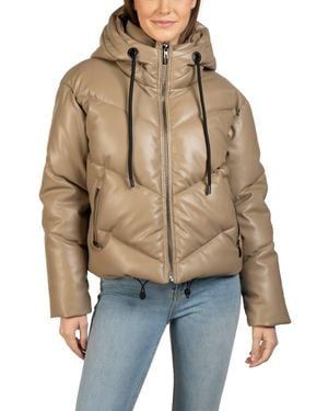 Love Token Long Sleeve Hooded Puffer Jacket - Natural