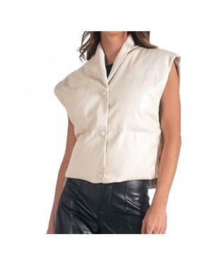 Elan Puff High Collar Vest - White