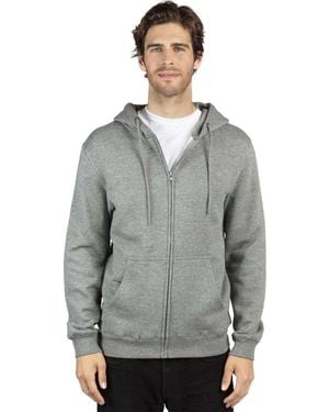 Threadfast Apparel Fleece Full-Zip Hooded Sweatshirt - Gray