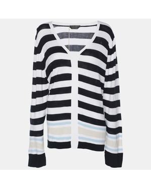 Marina Rinaldi Stripe Knit Fabric Sweatshirt - Blue