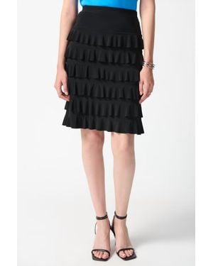 Joseph Ribkoff Tiered Ruffle Skirt - Black