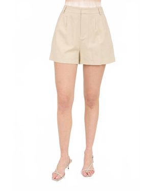 The Workshop Kalene High-Waist Front Pleat Shorts - Natural