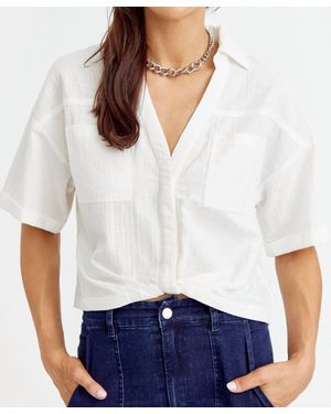 Greylin Maria Tucked Cropped Shirt - White