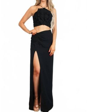 Luxxel Wisteria Cutout Rosette Maxi Dress - Blue