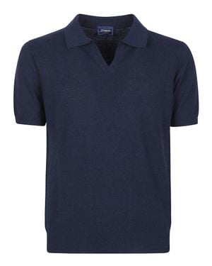 Drumohr Short Sleeve Jhonny Cotton-Blend Polo Shirt - Blue
