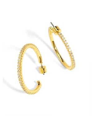 Rho Medium Pav Hoop Earring - Metallic