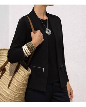 J'Envie/Eli Torino Zip Ribbed Cardigan - Black