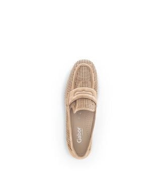 Gabor Suede Perforated Loafer - Natural