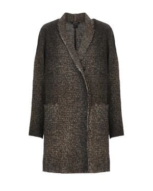 Avant Toi Woven Shawl Cardigan - Gray
