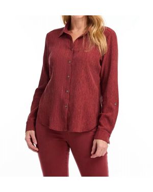 Fdj Long Sleeve Roll Sleeve Crinkle Shirt - Red