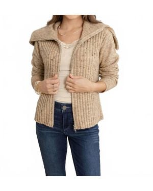 Mystree Freckled Yarn Sweater Cardigan - Blue