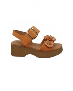 Gabor Dream Velour Wedge Sandal - Brown