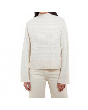 Isla Misha Cable Mock Neck Sweater - White