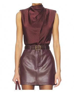 Astr Inaya Satin Rhinestone Embellished Top - Purple