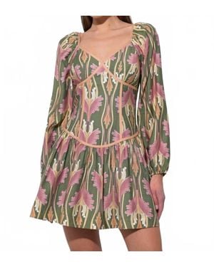 Adelyn Rae Coralie Drop Waist Floral Mini Dress - Green