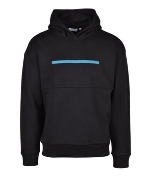 Calvin Klein Striped Cotton Hoodie - Black