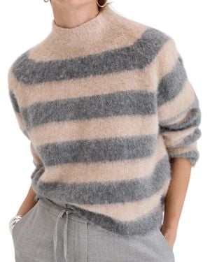 Biancalancia Horizontal Striped High Neck Knit Sweater - Gray