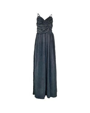 Zimmermann V-Neck Gathered Maxi Dress - Blue